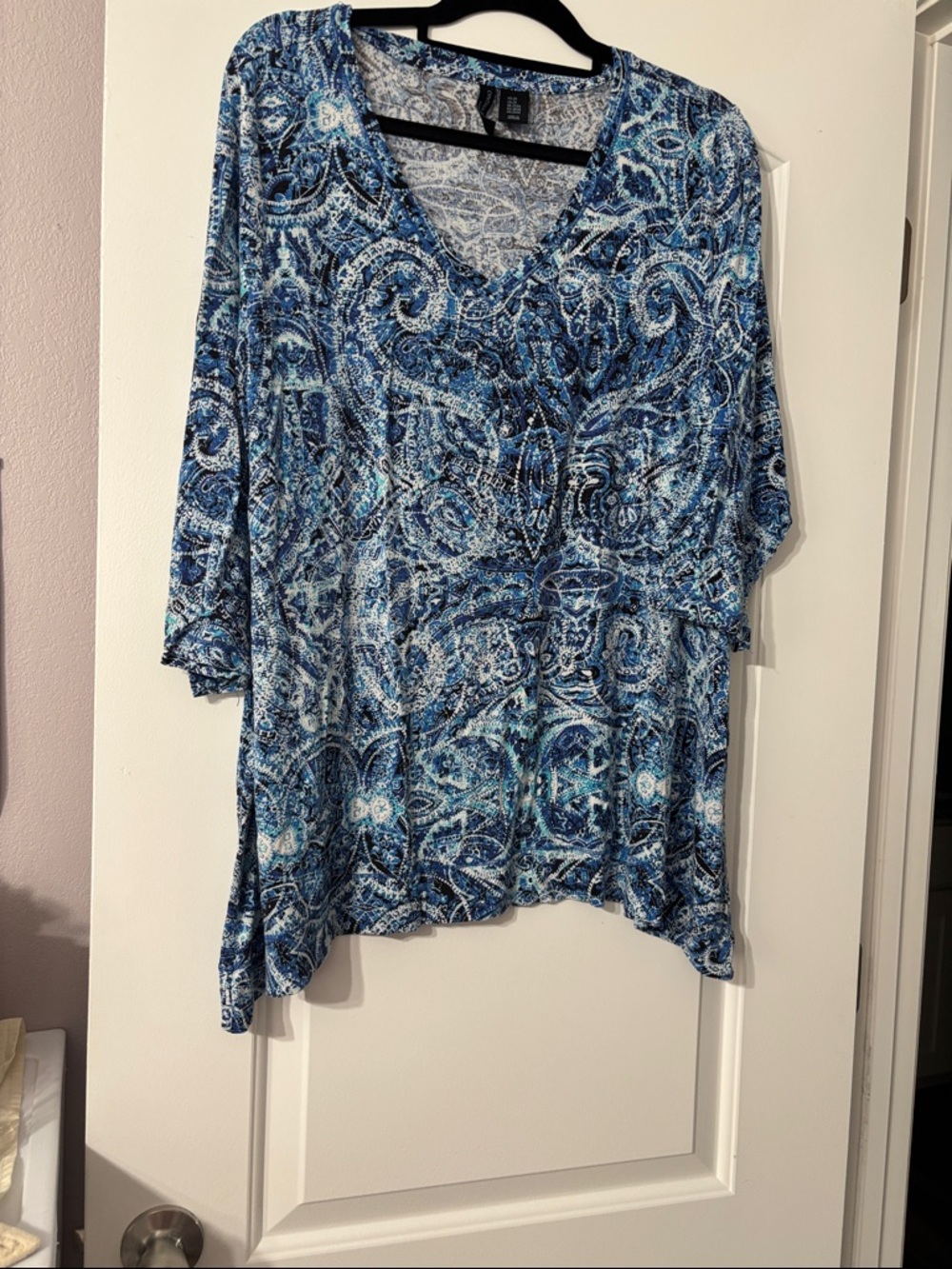 Cynthia Rowley Blue Paisley V-Neck Tunic